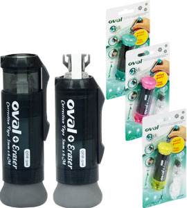 Korektor OVAL w taśmie QDR-506 z gumką do mazania biały 5mm x 6m wymienny wkład gratis