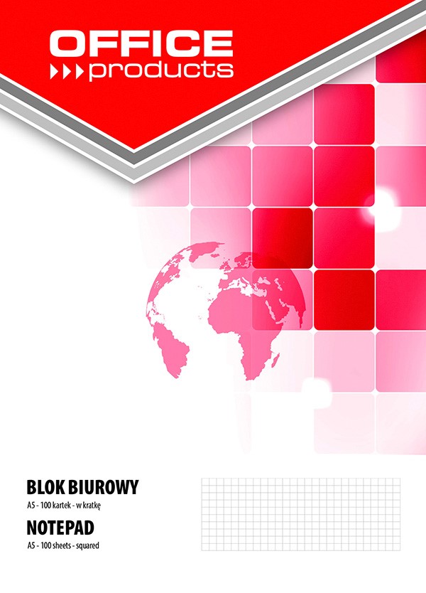 Blok biurowy OFFICE PRODUCTS, A5, w kratkę, 100 kart., 70gsm