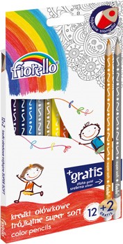 Kredki ołówkowe Fiorello SUPER SOFT 12 + 2 kolory trójkątne