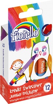 Kredki świecowe trójkątne  JUMBO  12 kolorów GRAND FIORELLO