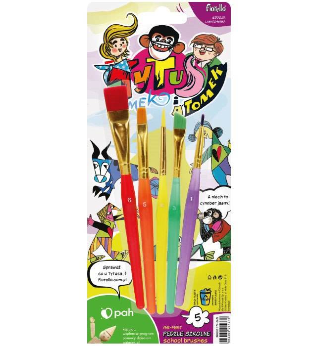 Pędzle GR-FB5T Fiorello 5 szt. Tytus, Romek i A Tomek