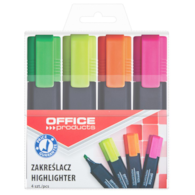 Zakreślacz fluorescencyjny OFFICE PRODUCTS, 1-5mm (linia), 4szt., mix kolorów