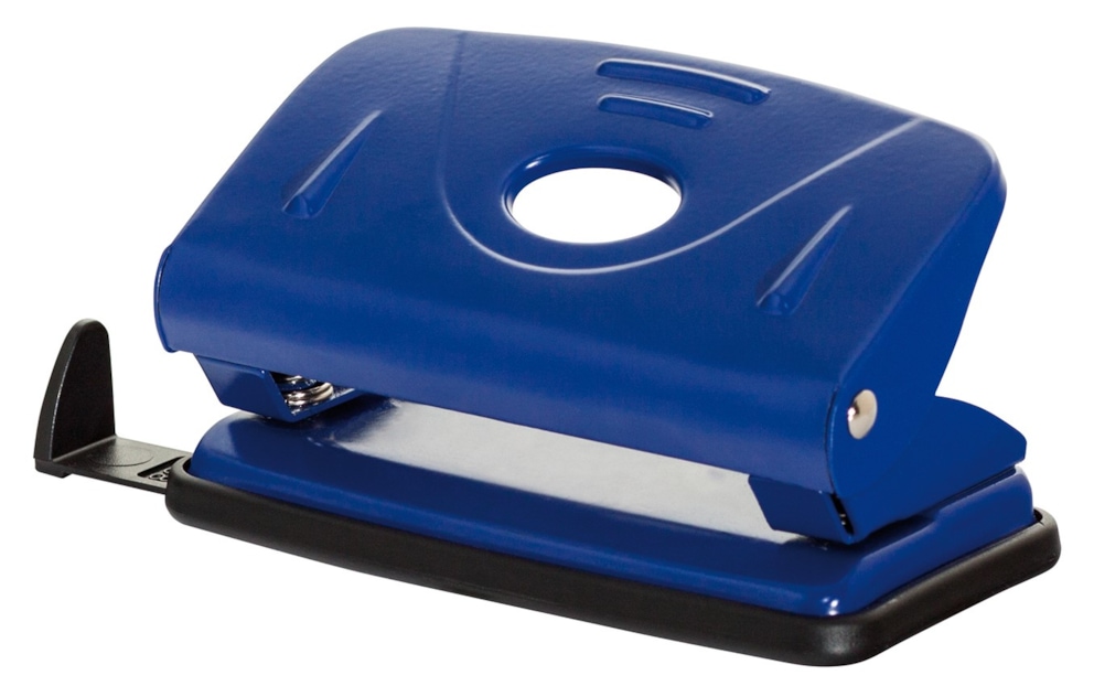 Dziurkacz OFFICE PRODUCTS, dziurkuje do 12 kartek, metal, niebieski