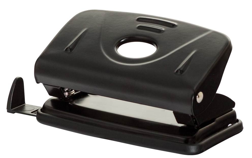 Dziurkacz OFFICE PRODUCTS, dziurkuje do 12 kartek, metal, czarny