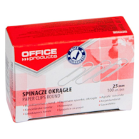 Spinacze okrągłe OFFICE PRODUCTS, 25mm, 100szt., srebrne
