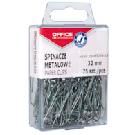 Spinacze metalowe OFFICE PRODUCTS, 32mm, w pudełku, 75szt., srebrne