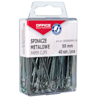 Spinacze metalowe OFFICE PRODUCTS, gładkie, 50mm, w pudełku, 40szt., srebrne