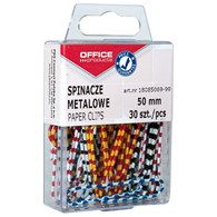 Spinacze metalowe OFFICE PRODUCTS Zebra, powlekane, 50mm, w pudełku, 30szt., mix kolorów