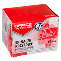 Spinacze krzyżowe OFFICE PRODUCTS, 65mm, 12szt., srebrne