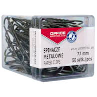 Spinacze metalowe OFFICE PRODUCTS, 77mm, w pudełku, 50szt., srebrne