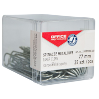 Spinacze metalowe OFFICE PRODUCTS, 77mm, w pudełku, 25szt., srebrne