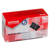 Klipy do dokumentów OFFICE PRODUCTS, 15mm, 12szt., czarne