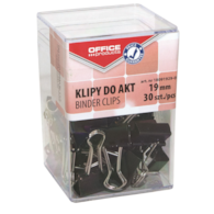 Klipy do dokumentów OFFICE PRODUCTS, 19mm, 30szt., w pudełku, czarne