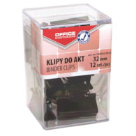 Klipy do dokumentów OFFICE PRODUCTS, 32mm, 12szt., w pudełku, czarne