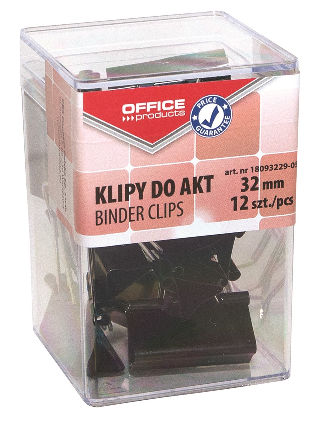 Klipy do dokumentów OFFICE PRODUCTS, 32mm, 12szt., w pudełku, czarne