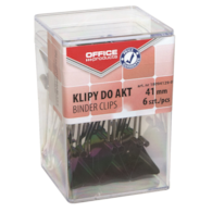 Klipy do dokumentów OFFICE PRODUCTS, 41mm, 6szt., w pudełku, czarne