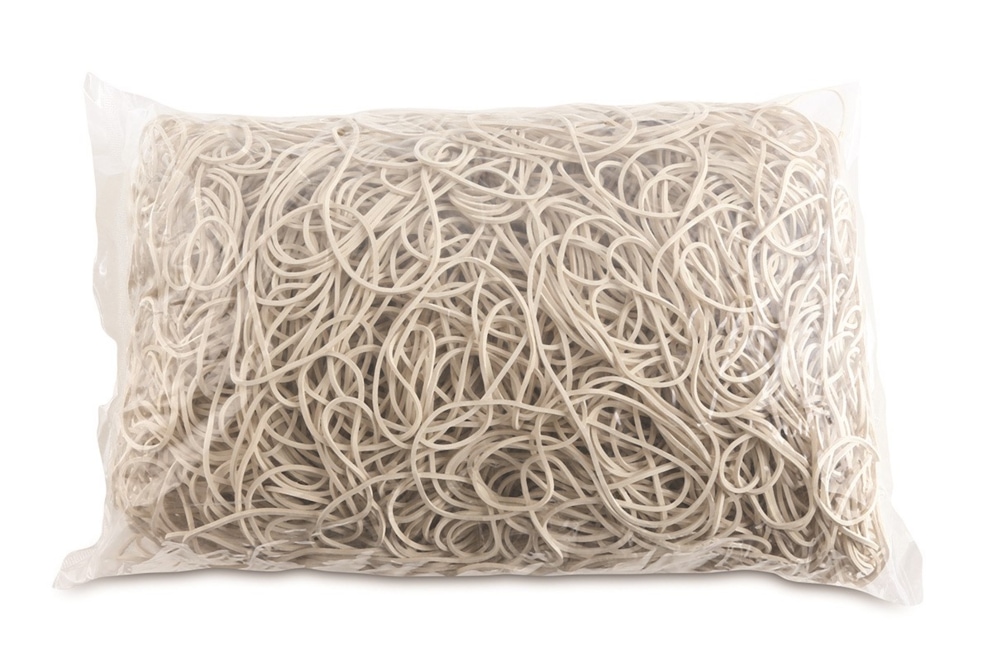 Gumki recepturki OFFICE PRODUCTS, średnica 80mm, 1,5x1,5mm, 60% kauczuku, 1000g, zgrzewka, białe
