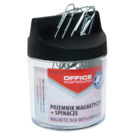 Pojemnik magn. na spinacze OFFICE PRODUCTS, okrągły, ze spinaczami, transparentny