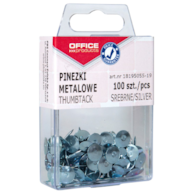 Pinezki metalowe OFFICE PRODUCTS, w pudełku, 100szt., srebrne