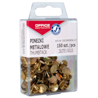 Pinezki metalowe OFFICE PRODUCTS, w pudełku, 150 szt., złote