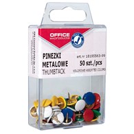 Pinezki kolorowe OFFICE PRODUCTS, w pudełku, 50szt., mix kolorów