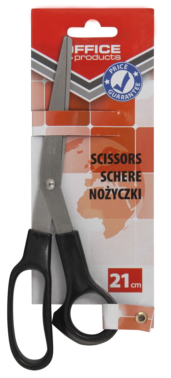 Nożyczki biurowe OFFICE PRODUCTS, klasyczne, 21cm, czarne