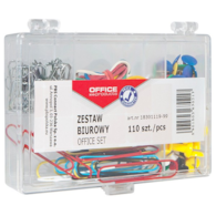 Zestaw biurowy (pinezki, gumki i spinacze) OFFICE PRODUCTS, mix 110szt.