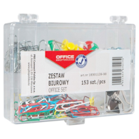 Zestaw biurowy (pinezki, klipy i spinacze) OFFICE PRODUCTS, mix 153szt., mix kolorów