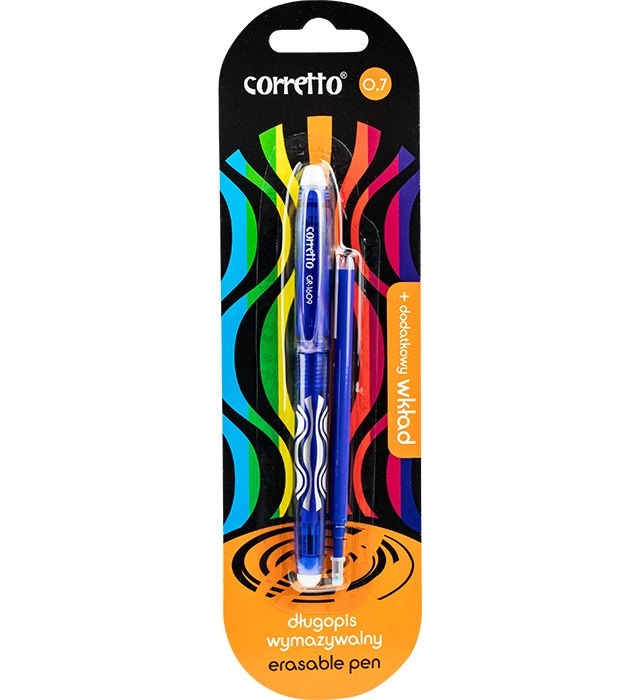 Długopis wymazywalny CORETTO GR-1609 blister + wkład niebieski