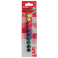 Magnesy do tablic OFFICE PRODUCTS,  okrągłe, średnica 15mm, 10szt., blister, mix kolorów