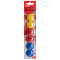 Magnesy do tablic OFFICE PRODUCTS,  okrągłe, średnica 30mm, 6szt., blister, mix kolorów