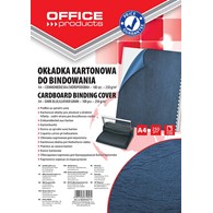 Okładki do bindowania OFFICE PRODUCTS, karton, A4, 250gsm, skóropodobne, 100szt., ciemnoniebieskie