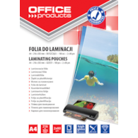 Folia do laminowania OFFICE PRODUCTS, A4, 2x80mikr., błyszcząca, 100szt., transparentna