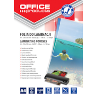 Folia do laminowania OFFICE PRODUCTS, A4, 2x100mikr., błyszcząca, 100szt., transparentna