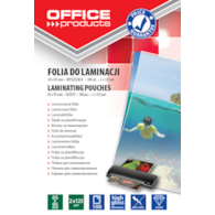 Folia do laminowania OFFICE PRODUCTS, 65x95mm, 2x125mikr., błyszcząca, 100szt., transparentna