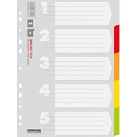 Przekładki OFFICE PRODUCTS, karton, A4, 227x297mm, 12 kart, mix kolorów