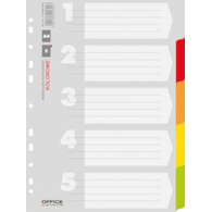 Przekładki OFFICE PRODUCTS, karton, A4, 227x297mm, 12 kart, mix kolorów