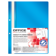Skoroszyt OFFICE PRODUCTS, PP, A4, 2 otwory, 100/170mikr., wpinany, niebieski