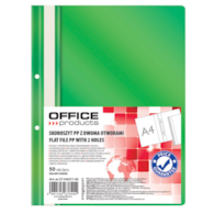 Skoroszyt OFFICE PRODUCTS, PP, A4, 2 otwory, 100/170mikr., wpinany, zielony