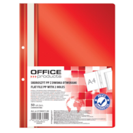 Skoroszyt OFFICE PRODUCTS, PP, A4, 2 otwory, 100/170mikr., wpinany, czerwony