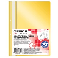 Skoroszyt OFFICE PRODUCTS, PP, A4, 2 otwory, 100/170mikr., wpinany, żółty
