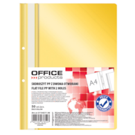 Skoroszyt OFFICE PRODUCTS, PP, A4, 2 otwory, 100/170mikr., wpinany, żółty