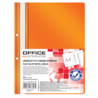Skoroszyt OFFICE PRODUCTS, PP, A4, 2 otwory, 100/170mikr., wpinany, pomarańczowy