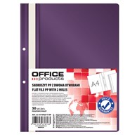 Skoroszyt OFFICE PRODUCTS, PP, A4, 2 otwory, 100/170mikr., wpinany, fioletowy