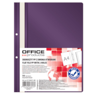Skoroszyt OFFICE PRODUCTS, PP, A4, 2 otwory, 100/170mikr., wpinany, fioletowy