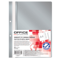 Skoroszyt OFFICE PRODUCTS, PP, A4, 2 otwory, 100/170mikr., wpinany, szary