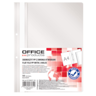 Skoroszyt OFFICE PRODUCTS, PP, A4, 2 otwory, 100/170mikr., wpinany, biały