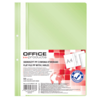 Skoroszyt OFFICE PRODUCTS, PP, A4, 2 otwory, 100/170mikr., wpinany, jasnozielony