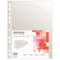 Koszulki na dokumenty OFFICE PRODUCTS, PP, A4, krystal, 40mikr., 100szt.
