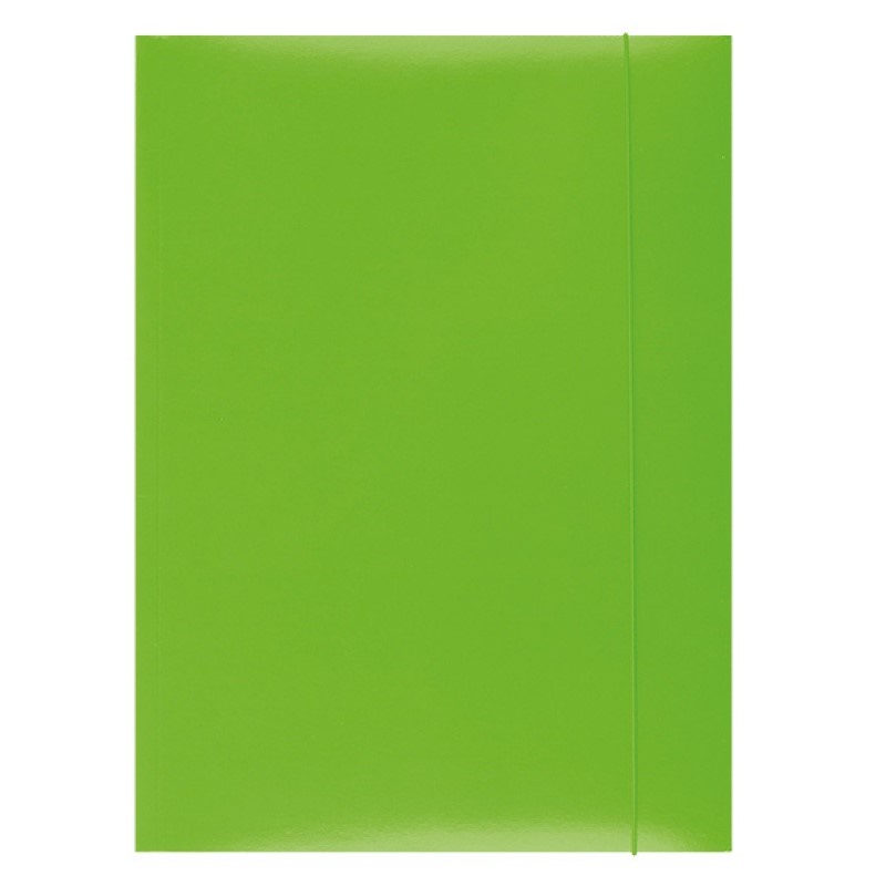 Teczka z gumką OFFICE PRODUCTS, karton/lakier, A4, 350gsm, 3-skrz., zielona